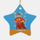 Papa Superheld op Vaderdag Keramisch Ornament (Achterkant)