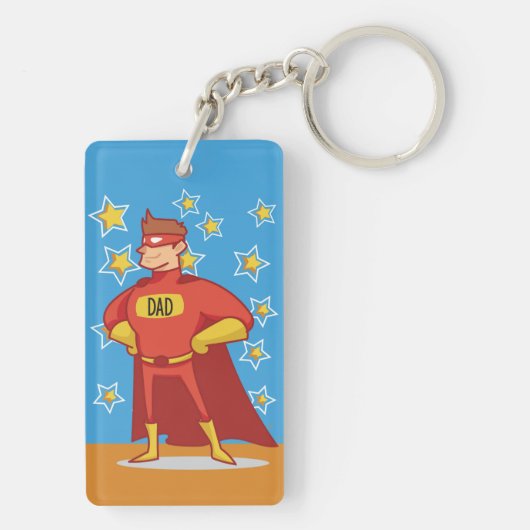 Papa Superheld op Vaderdag Sleutelhanger (achterkant)