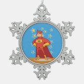 Papa Superheld op Vaderdag Tin Sneeuwvlok Ornament (Voorkant)