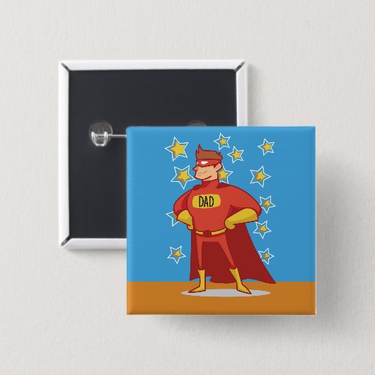Papa Superheld op Vaderdag Vierkante Button 5,1 Cm (Voorkant /achterkant)