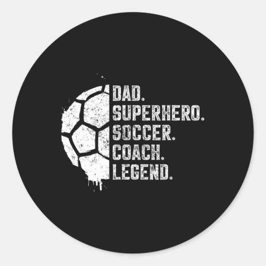 Papa Superheld Voetbal Coach Legende Ronde Sticker (Voorkant)