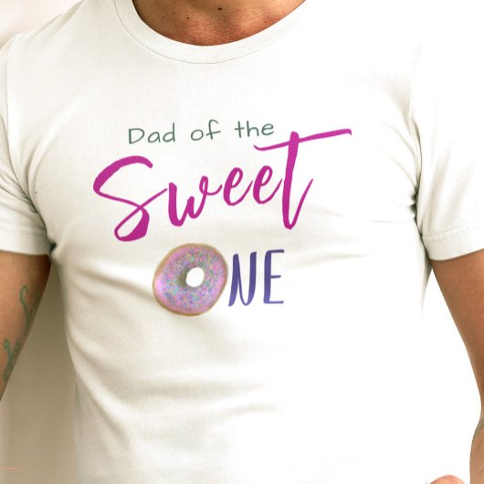 Papa Sweet One Donut Roze Meisje 1e verjaardagsfee T-shirt