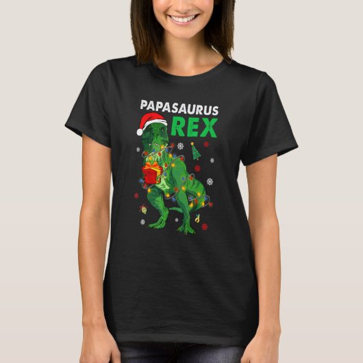Papa T Rex Kerstmis Dinosaur Papasaurus Matching T-shirt (Voorkant)