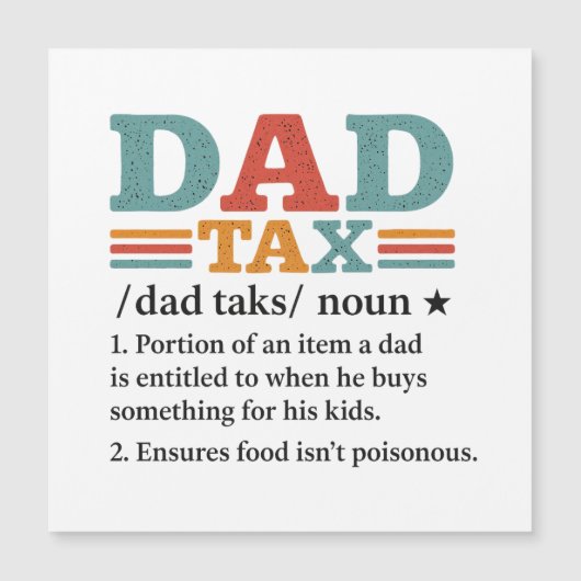 Papa Tax - Grappige Vaderschap Definitie (Voorkant)
