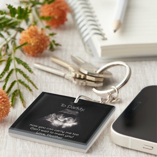 Papa te worden echo zwangerschap aankondiging sleutelhanger (Voorkant Rechts)