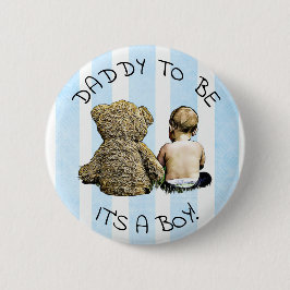 Papa te zijn, Het is een jongen, Baby shower Butto Ronde Button 5,7 Cm