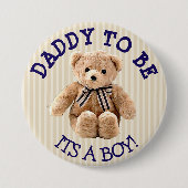 Papa, Teddy Bear Baby shower Button (Voorkant)