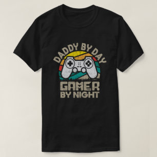 Papa tegen dag gamer bij nacht grappige pap die ga t-shirt