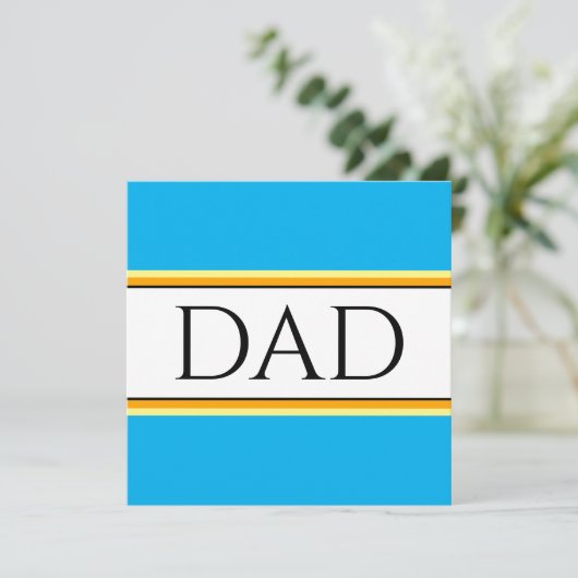 Papa Tekst Fun Hemelblauw Wit Oranje Zwart Strepen Feestdagenkaart (Staand voorkant)