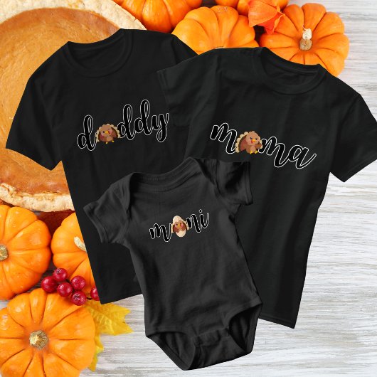 Papa Thanksgiving kleine kalkoen matching T-shirt