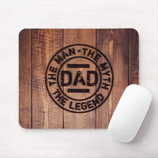 Papa The Man Myth Legend Rustic Wood Pyrografie Muismat (Met muis)