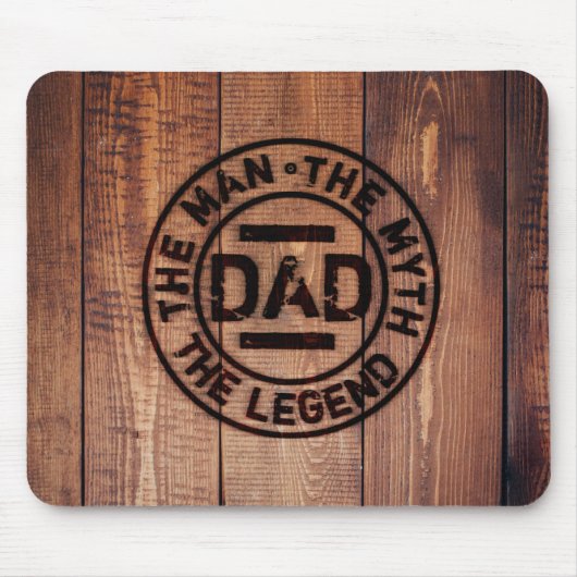 Papa The Man Myth Legend Rustic Wood Pyrografie Muismat (Voorkant)