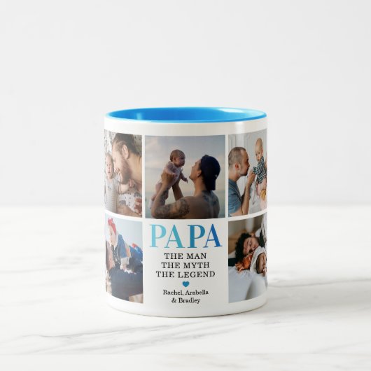 Papa The Man The Myth The Legend Foto Tweekleurige Koffiemok (Center)