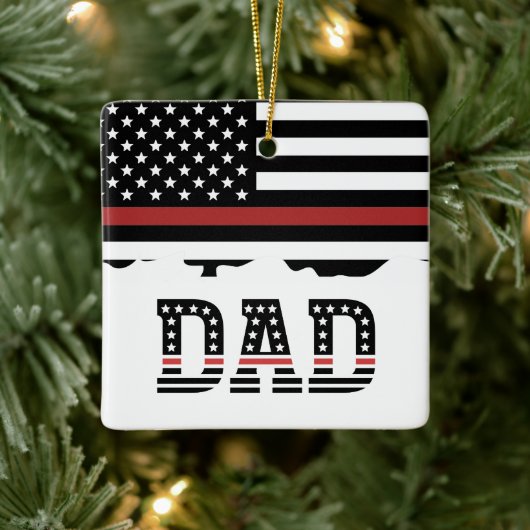 Papa Thin Red Line Firefighter Pap Gift Ceramic Keramisch Ornament (Boom)