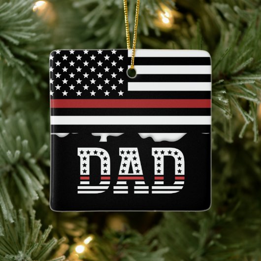 Papa Thin Red Line Firefighter Pap Gift Keramisch Ornament (Boom)