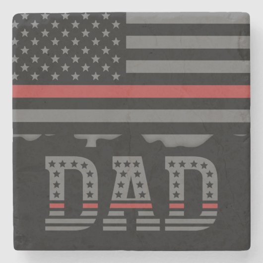 Papa Thin Red Line Firefighter Pap Gift Stenen Onderzetter (Voorkant)