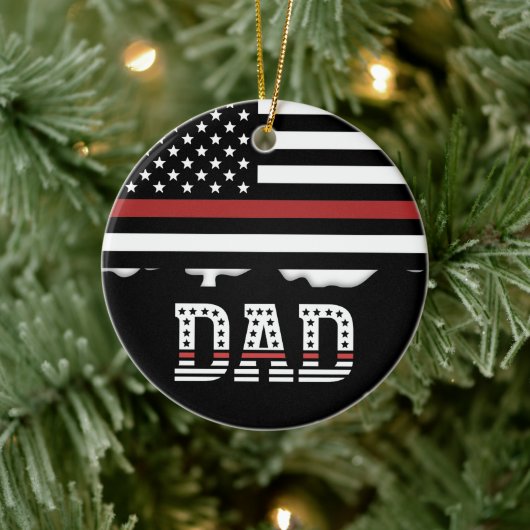 Papa Thin Red Line Firefighter Pap Gifts Keramisch Ornament (Boom)