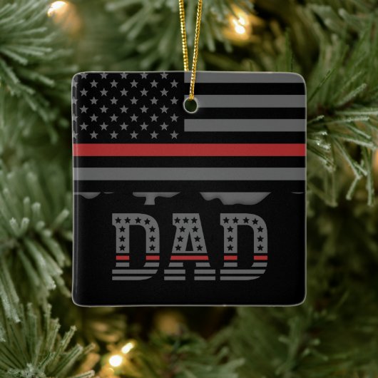Papa Thin Red Line Firefighter Pap Gifts Keramisch Ornament (Boom)