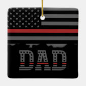 Papa Thin Red Line Firefighter Pap Gifts Keramisch Ornament (Achterkant)