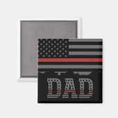 Papa Thin Red Line Firefighter Pap Gifts Magneet (Voorkant / Achterkant)
