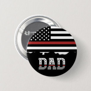 Papa Thin Red Line Firefighter Pap Gifts Ronde Button 5,7 Cm