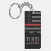Papa Thin Red Line Firefighter Pap Gifts Sleutelhanger (Voorkant Links)