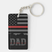 Papa Thin Red Line Firefighter Pap Gifts Sleutelhanger (achterkant)