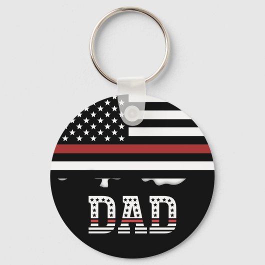 Papa Thin Red Line Firefighter Pap Gifts Sleutelhanger (Voorkant)