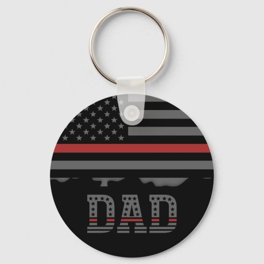 Papa Thin Red Line Firefighter Pap Gifts Sleutelhanger (Voorkant)