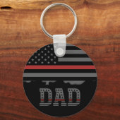 Papa Thin Red Line Firefighter Pap Gifts Sleutelhanger (Voorkant)