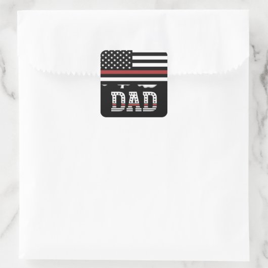 Papa Thin Red Line Firefighter Pap Gifts Vierkante Sticker (Tas)