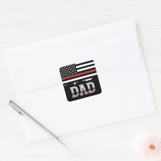 Papa Thin Red Line Firefighter Pap Gifts Vierkante Sticker (Envelop)
