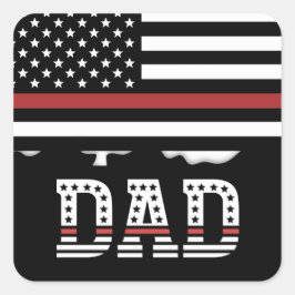 Papa Thin Red Line Firefighter Pap Gifts Vierkante Sticker