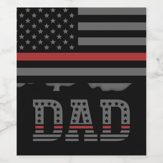Papa Thin Red Line Firefighter Pap Gifts Wijn Etiket (Enkel label)