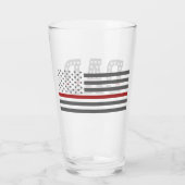 Papa Thin Red Line Firefighter Vader Amerika Vlag Glas (Achterkant)