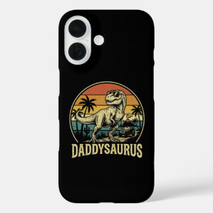 Papa Trex Dinosaur Daddysaurus Retro Vaderdag  iPhone 16 Hoesje