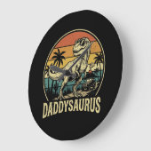 Papa Trex Dinosaur Papa-saurus Retro Vaderdag  Grote Klok (Hoek)