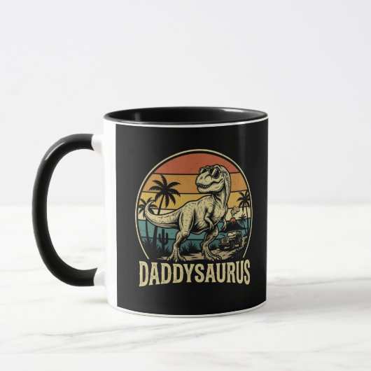 Papa Trex Dinosaur Papa-saurus Retro Vaderdag  Mok (Links)