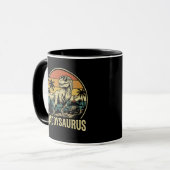 Papa Trex Dinosaur Papa-saurus Retro Vaderdag  Mok (Voorkant links)