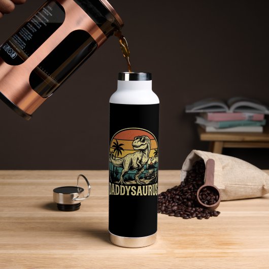 Papa Trex Dinosaur Papa-saurus Retro Vaderdag Waterfles (Koffie (Gedraaid) )