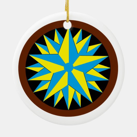 Papa & Triple Star Hex Keramisch Ornament (Achterkant)