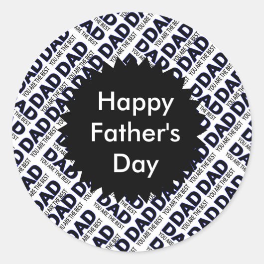 Papa Typografie Classic Round Sticker, Matte Ronde Sticker (Voorkant)
