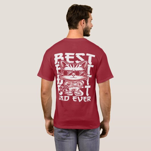 Papa Typografie Witte tekst Kat T-shirt (Achterkant volledig)