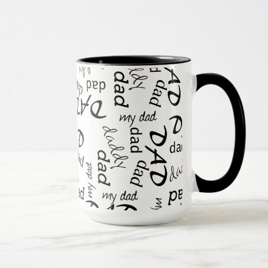 Papa Typografie Woord Patroon Mok (Rechts)