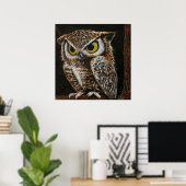 Papa Uil, vogelwijze veren Poster (Thuiskantoor)