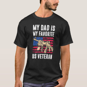 Papa US Veteraan Amerikaanse vlag Veteraan Trots V T-shirt