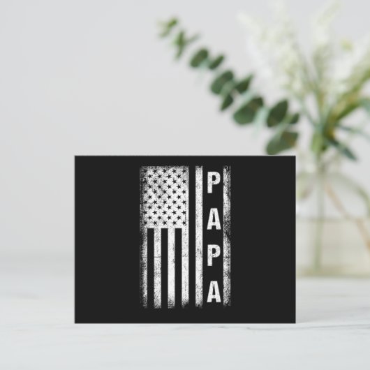 Papa USA Vlag Vader Papa vaderdag familie  Briefkaart (Staand voorkant)