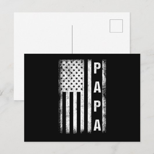 Papa USA Vlag Vader Papa vaderdag familie  Briefkaart (Voorkant / Achterkant)