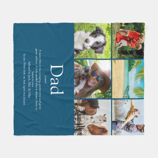 Papa Vader Collage met 6 foto's Blauw Fleece Deken (Voorkant (Horizontaal))