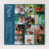 Papa, vader definitie 12 foto blauw legpuzzel (Horizontaal)